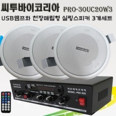 씨투바이코리아 PRO-30UC20W3 USB 매장용앰프와 실링스피커3개세트